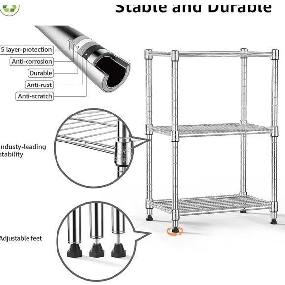Silver Metal Storage Shelf - Picture 4 of 7